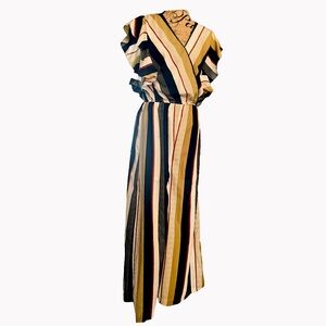 Umgee Wide Leg Pant Suit Jumper Cinched Waist Ruffled Sleeves Size Medium NWT